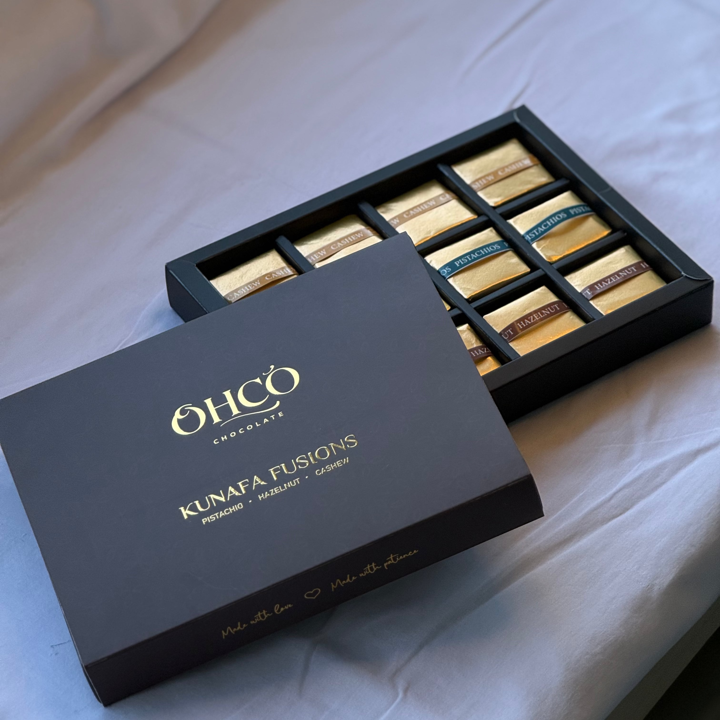 Kunafa Fusions - Premium Pistachio, Hazelnut & Cashew Chocolate | OHCÓ